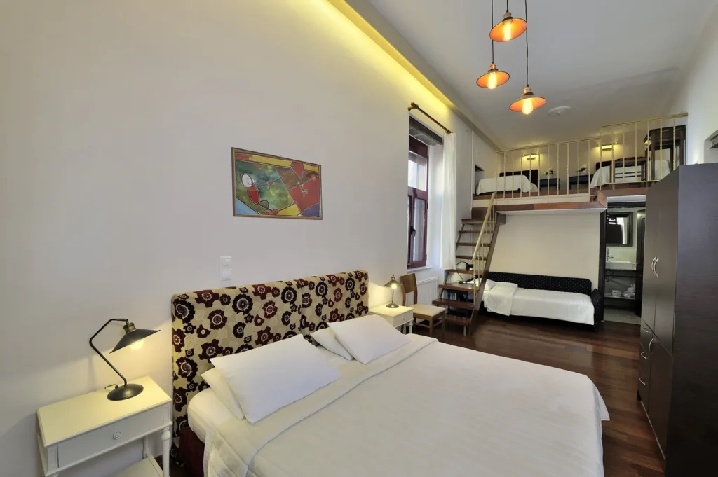 upper floor room quintuple 211 Orion & Dryades Hotel in Athens